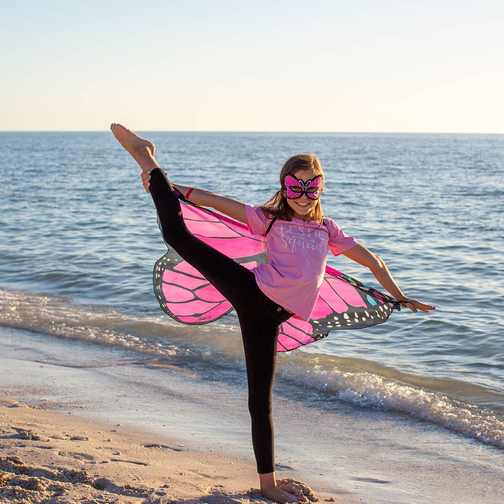 Dreamy Dress-Ups - Pink Monarch Butterfly Wings + Mask Set
