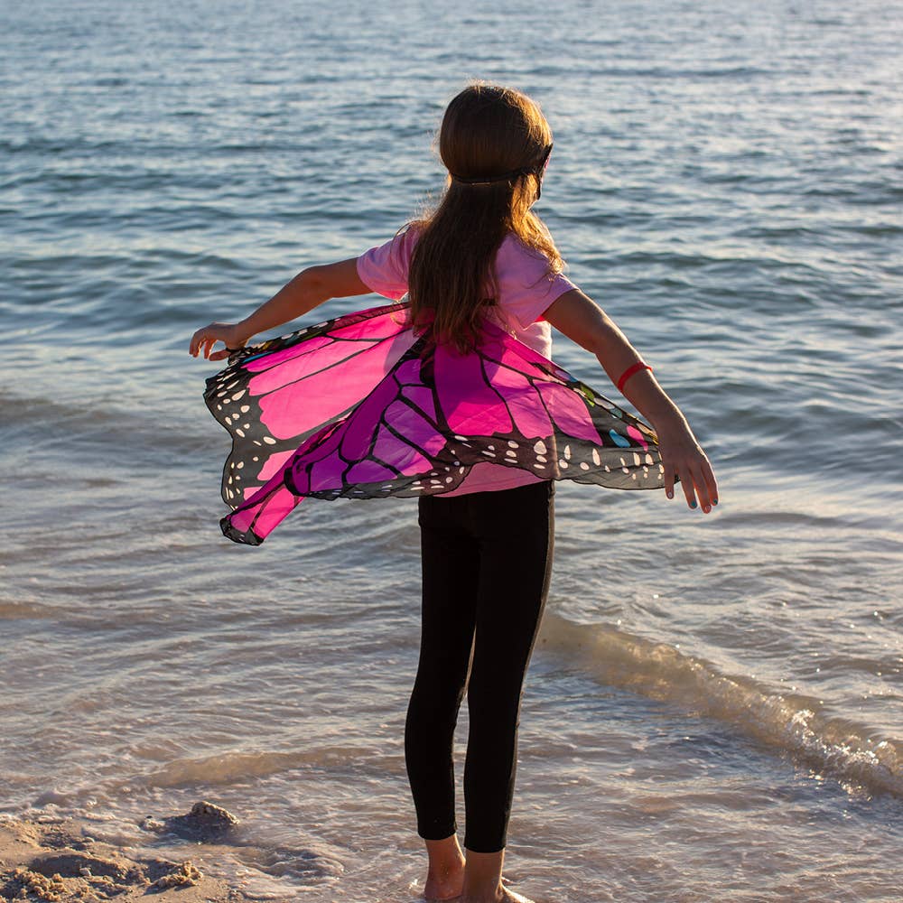 Dreamy Dress-Ups - Pink Monarch Butterfly Wings + Mask Set