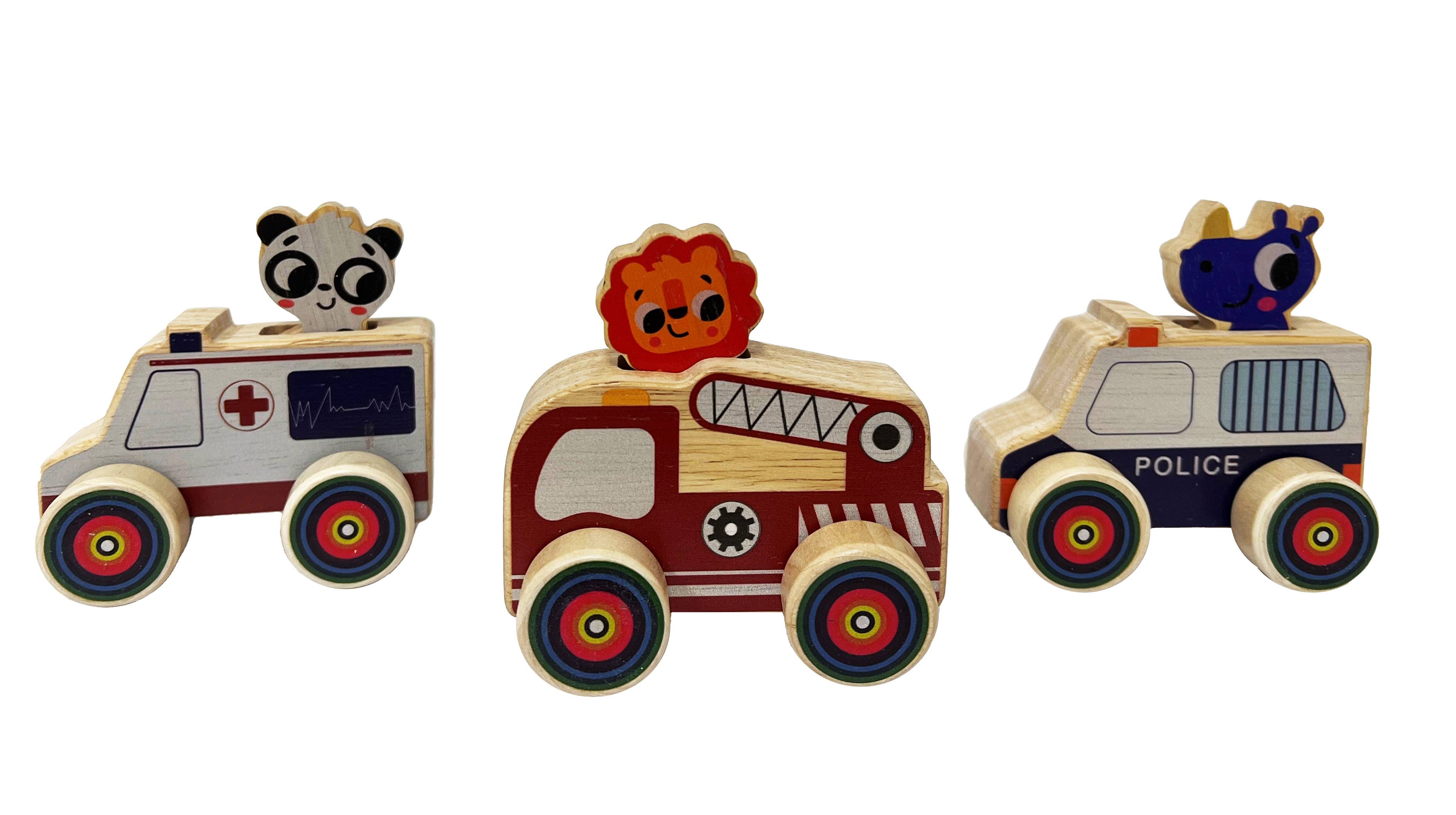 Toyslink - Wooden Mini Wheelie Emergency Vehicle
