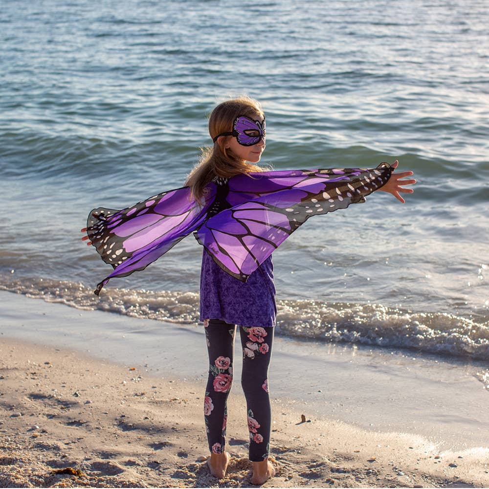 Dreamy Dress-Ups - Purple Monarch Butterfly Wings + Mask Set