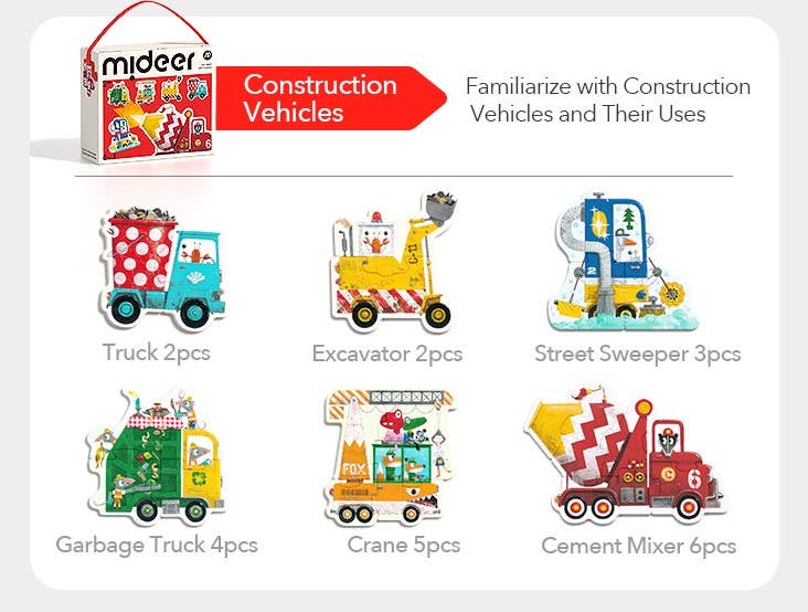 MiDeer - My First Artist Puzzle -  Construction vehicles
