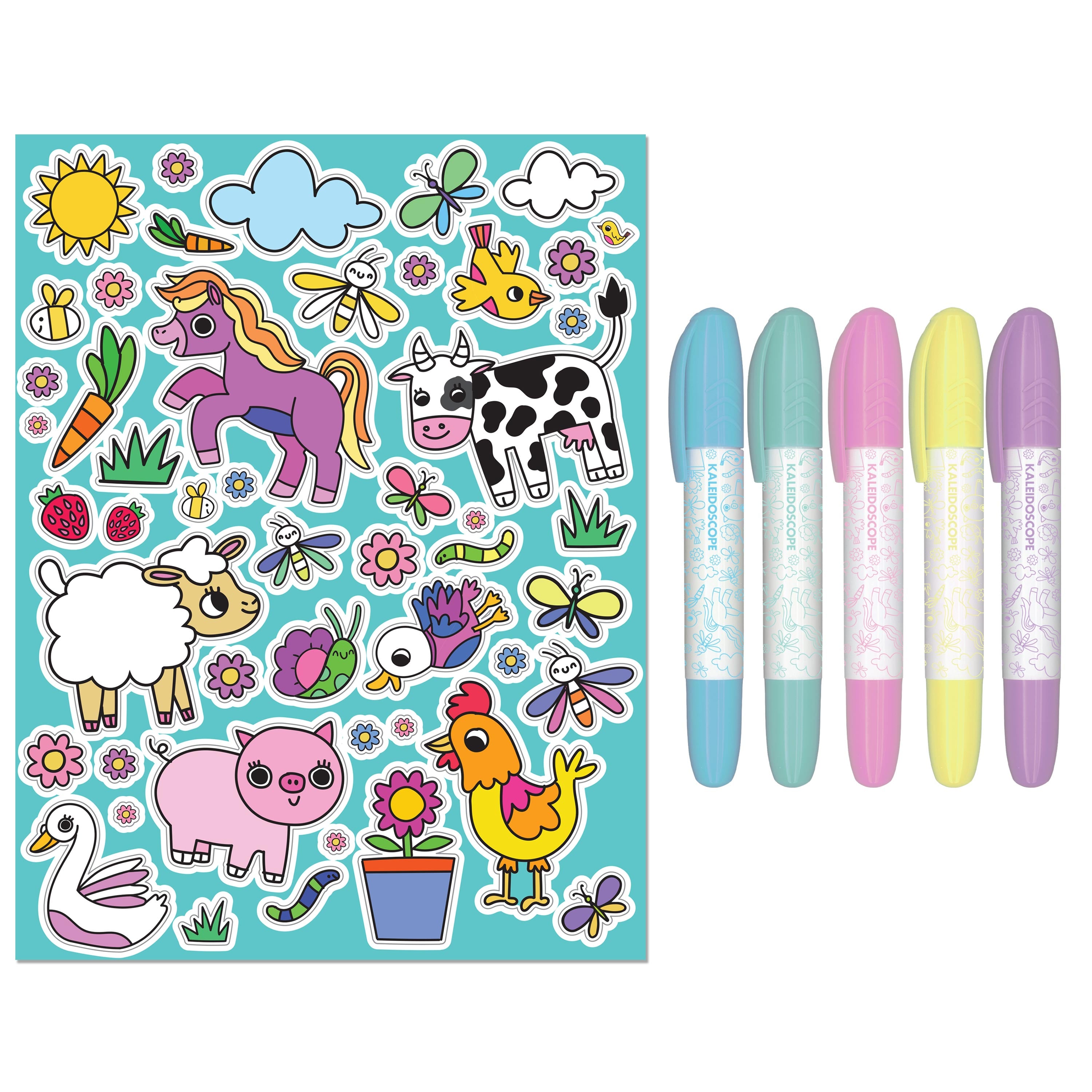 On the Farm - Junior Kaleidoscope Colouring Kit