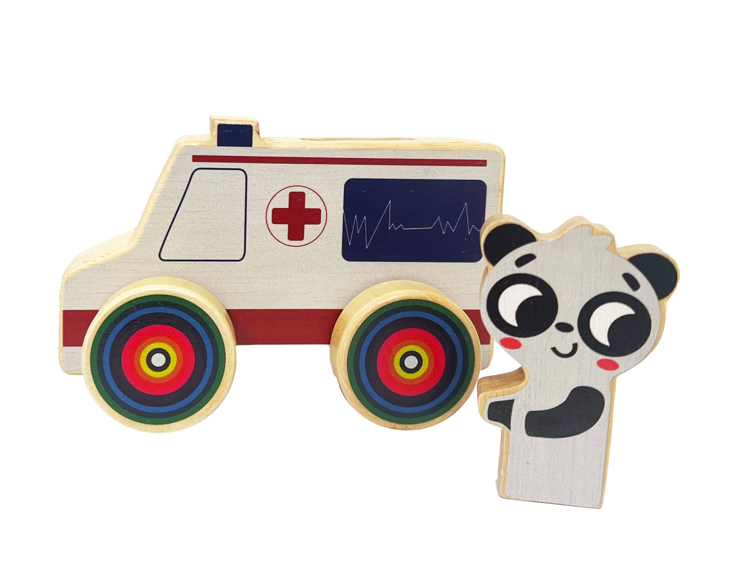 Toyslink - Wooden Mini Wheelie Emergency Vehicle