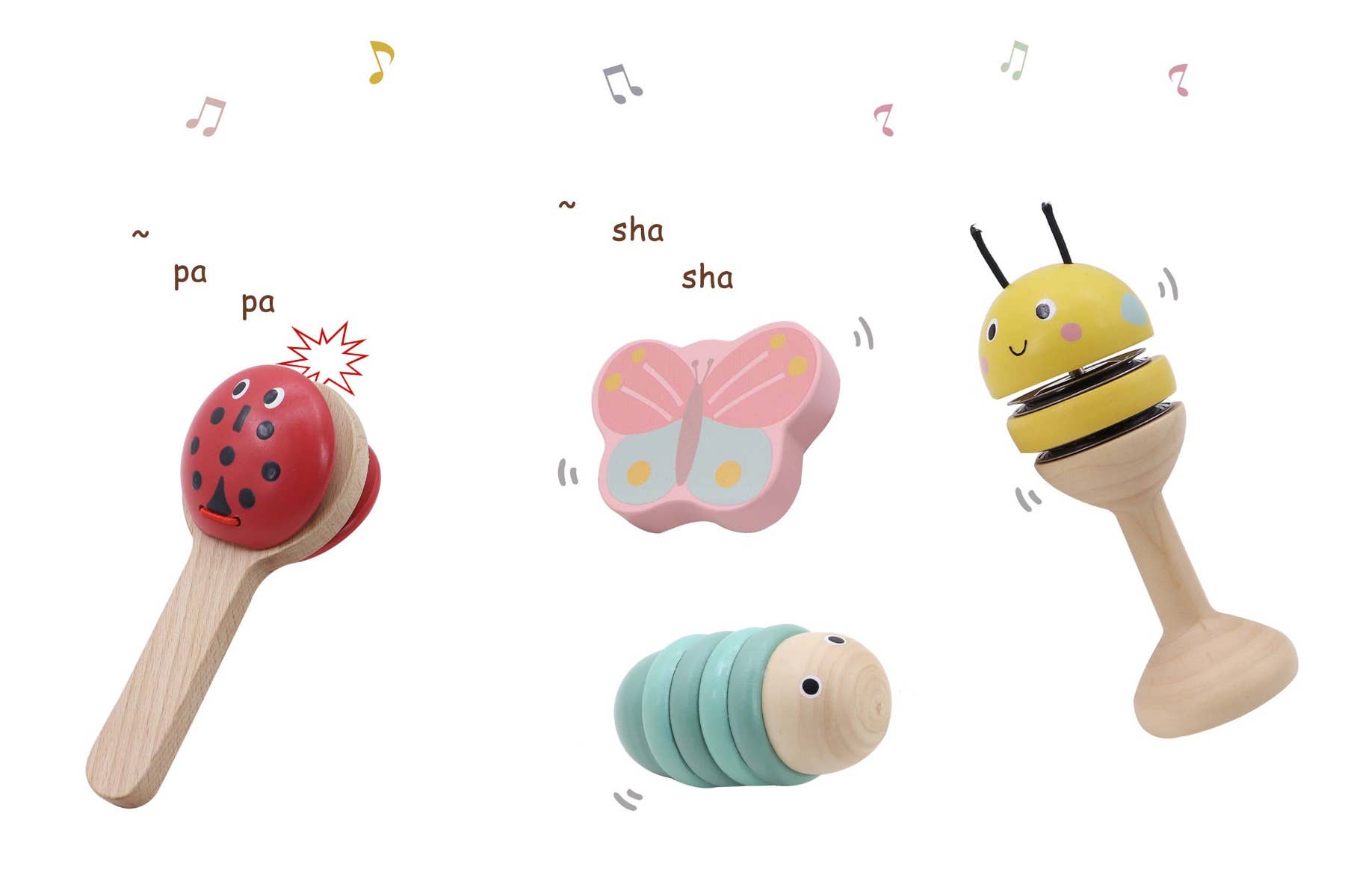 Toyslink - Wooden Happy Animals Musical Instruments Set