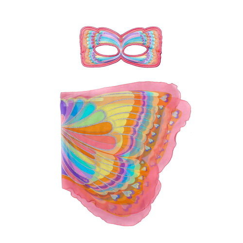 Dreamy Dress-Ups - Pink Rainbow Butterfly Wings + Mask Set
